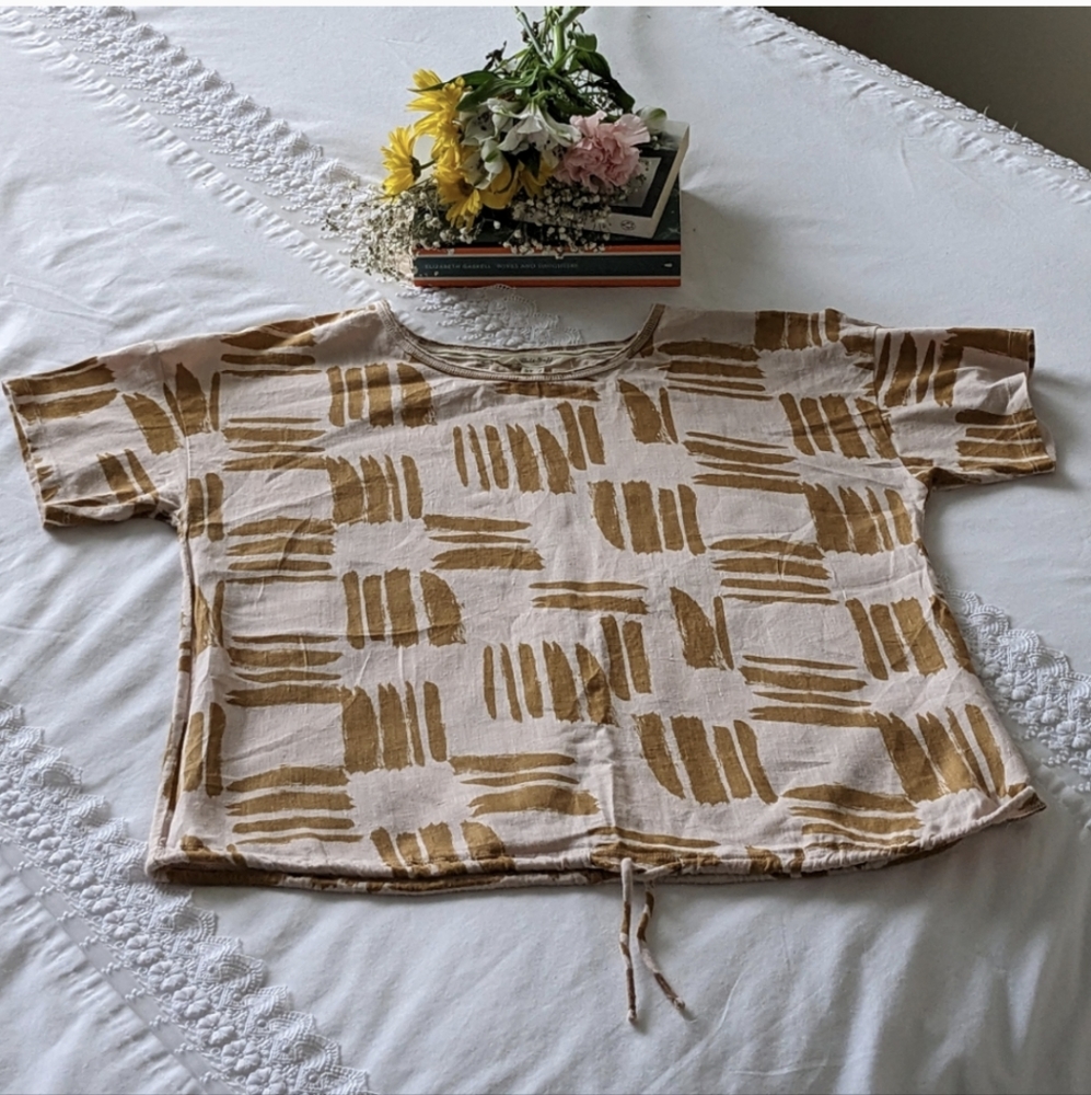 UK Brand White Stuff Top, Beige/Pinky, US 4